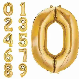 14" numbers gold air filled balloon
